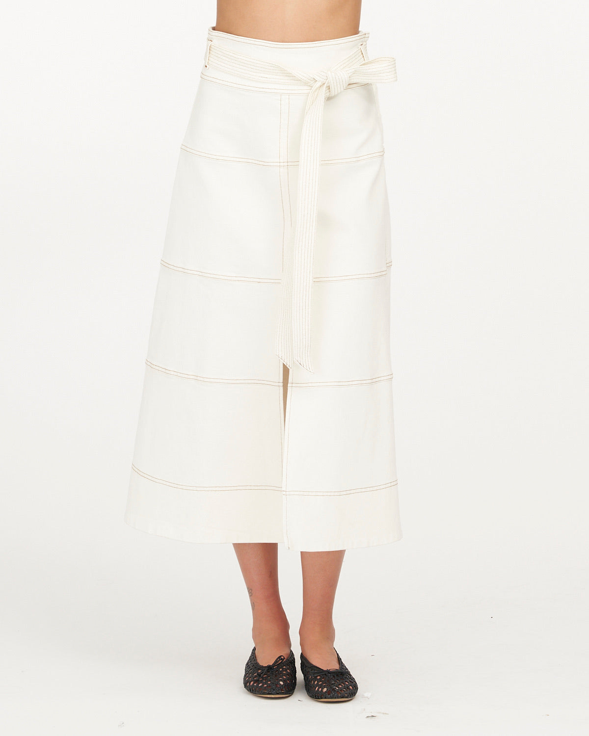 TANYA TAYLOR HUDSON DENIM SKIRT