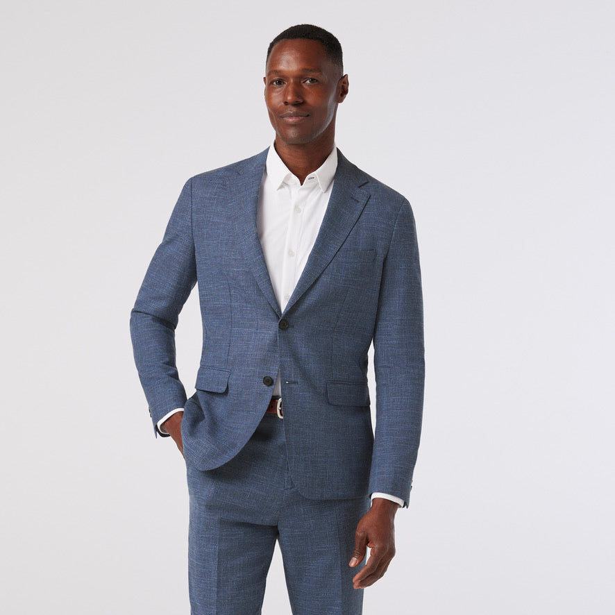 MIZZEN + MAIN LINEN FRESCO SUIT JACKET COASTAL FJORD HEATHER