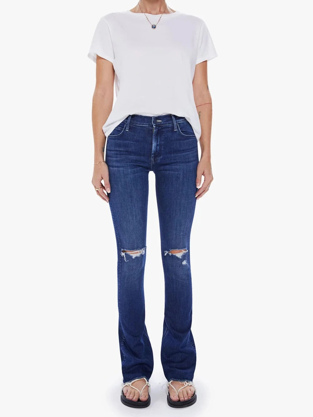 MOTHER The Runaway Fray High-Rise Mini Boot Jeans