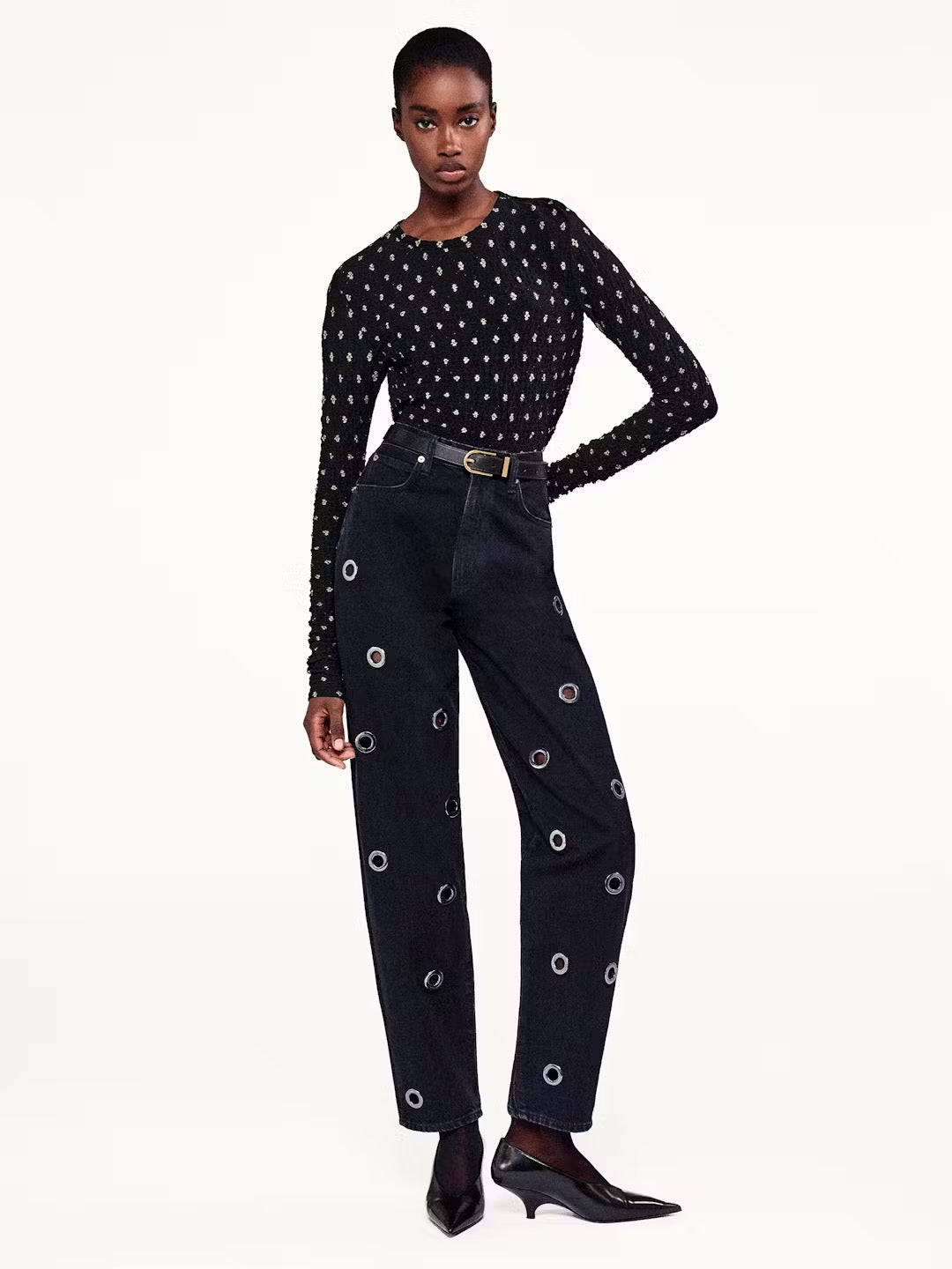FRAME DOTTED MESH TOP