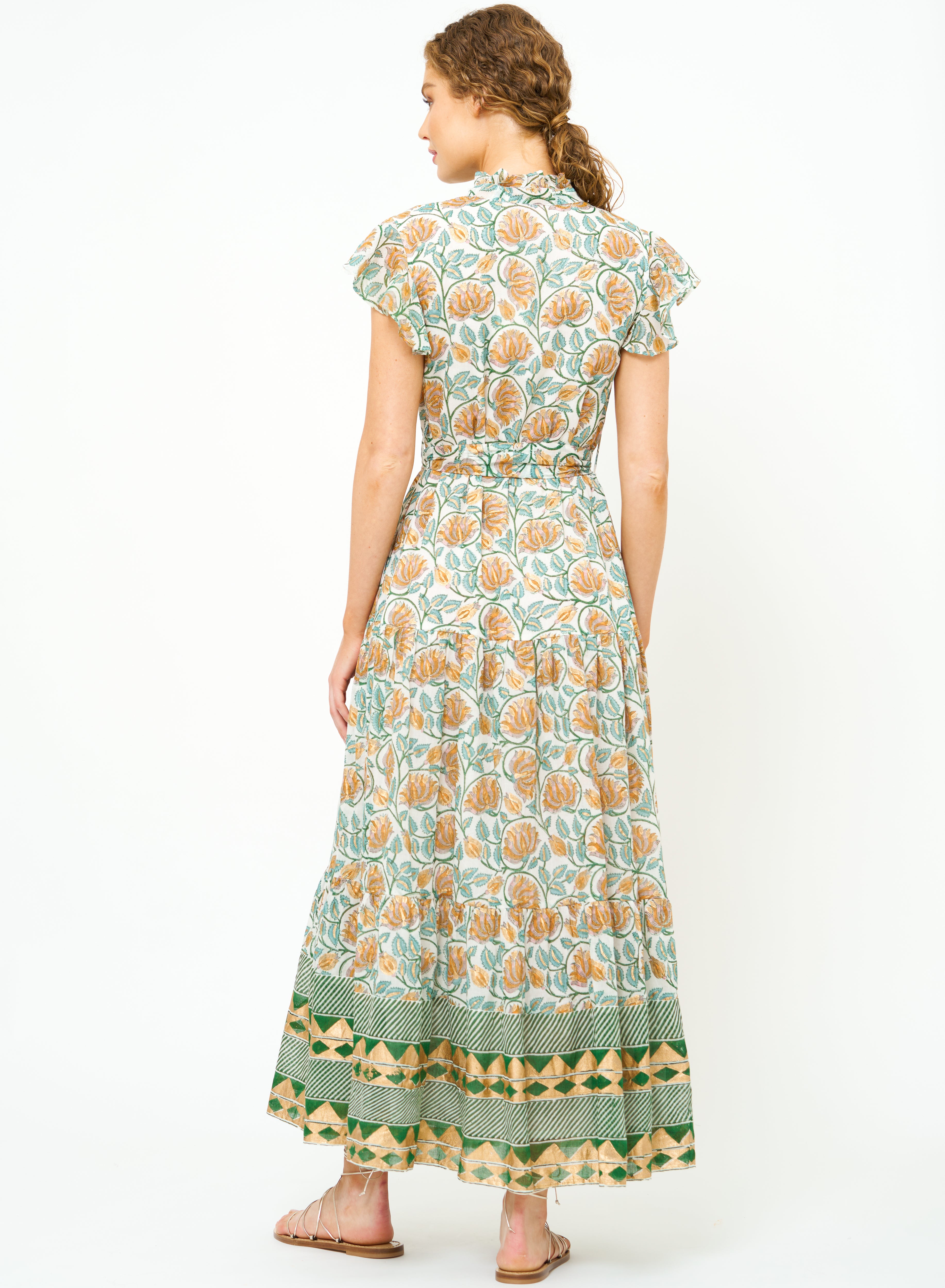 RUFFLE COLLAR BUTTON MAXI