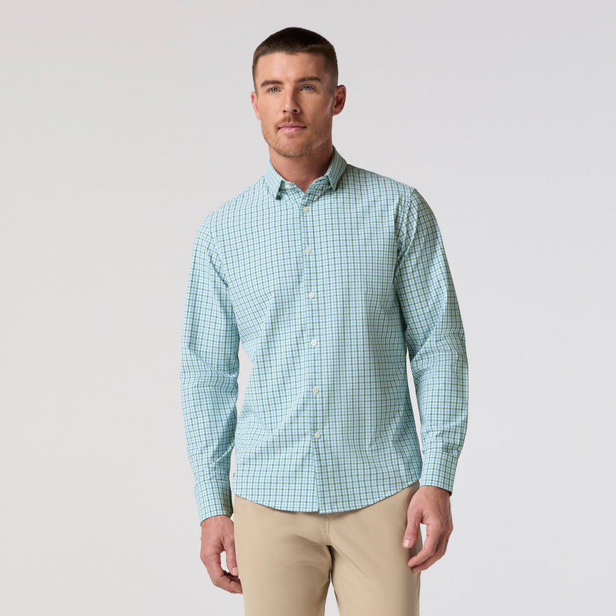 mizzen + main LEEWARD NO TUCK LIGHT BLUE OAKLAWN PLAID
