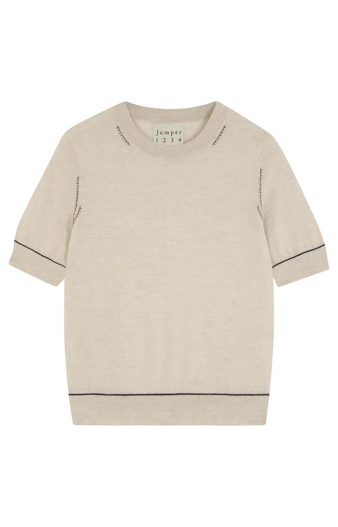 CASHMERE CONTRAST STITCH T-SHIRT