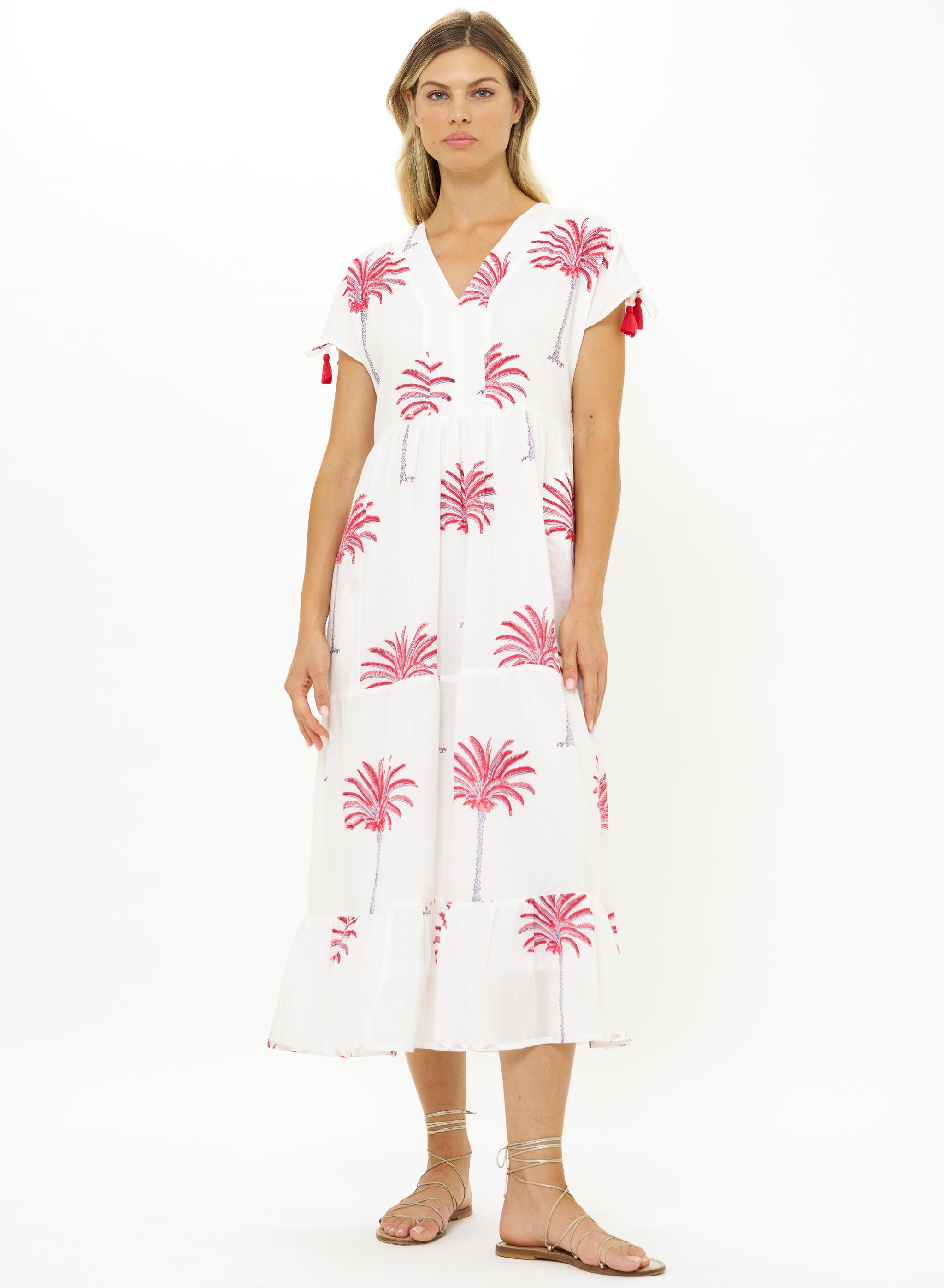 knee length dresses for ladies Trina Turk Women's Jalani Maxi Caftan Dress in Sur Mer Size Small main image 1