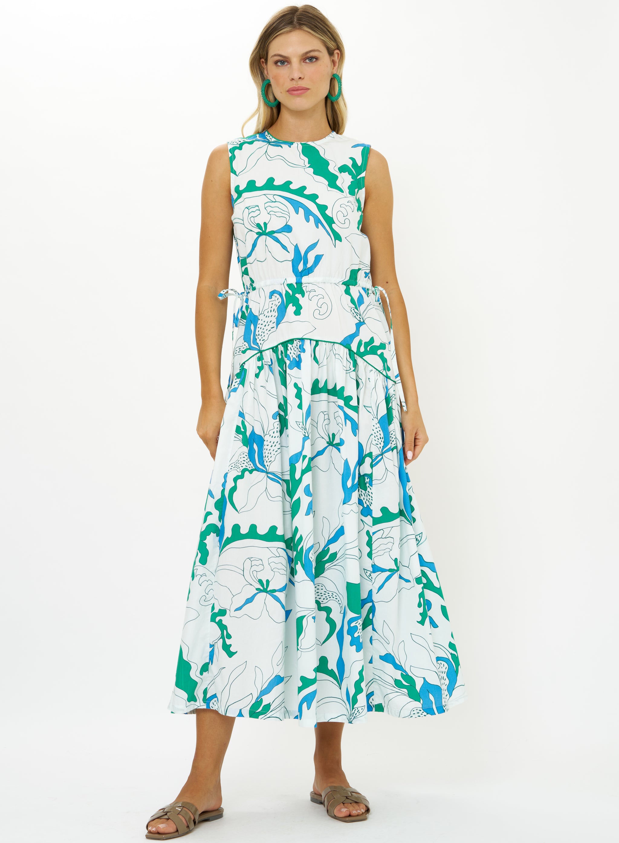 SLEEVELESS PIPED MAXI