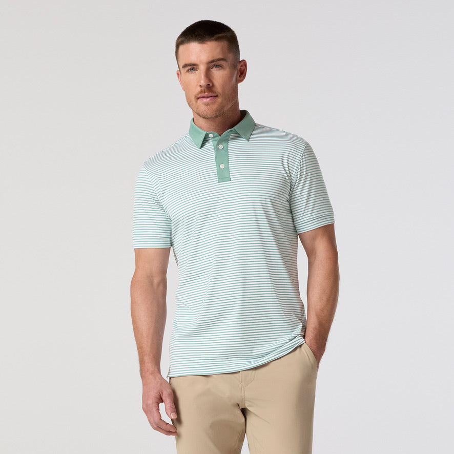 MIZZEN + MAIN VERSA POLO PALE BALSAM STRIPE