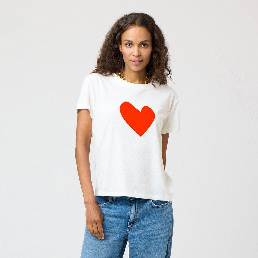 KERRI ROSENTHAL SUKE IMPERFECT HEART TEE APEROL ORANGE