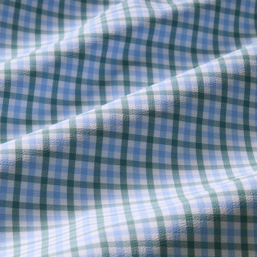 mizzen + main LEEWARD NO TUCK LIGHT BLUE OAKLAWN PLAID