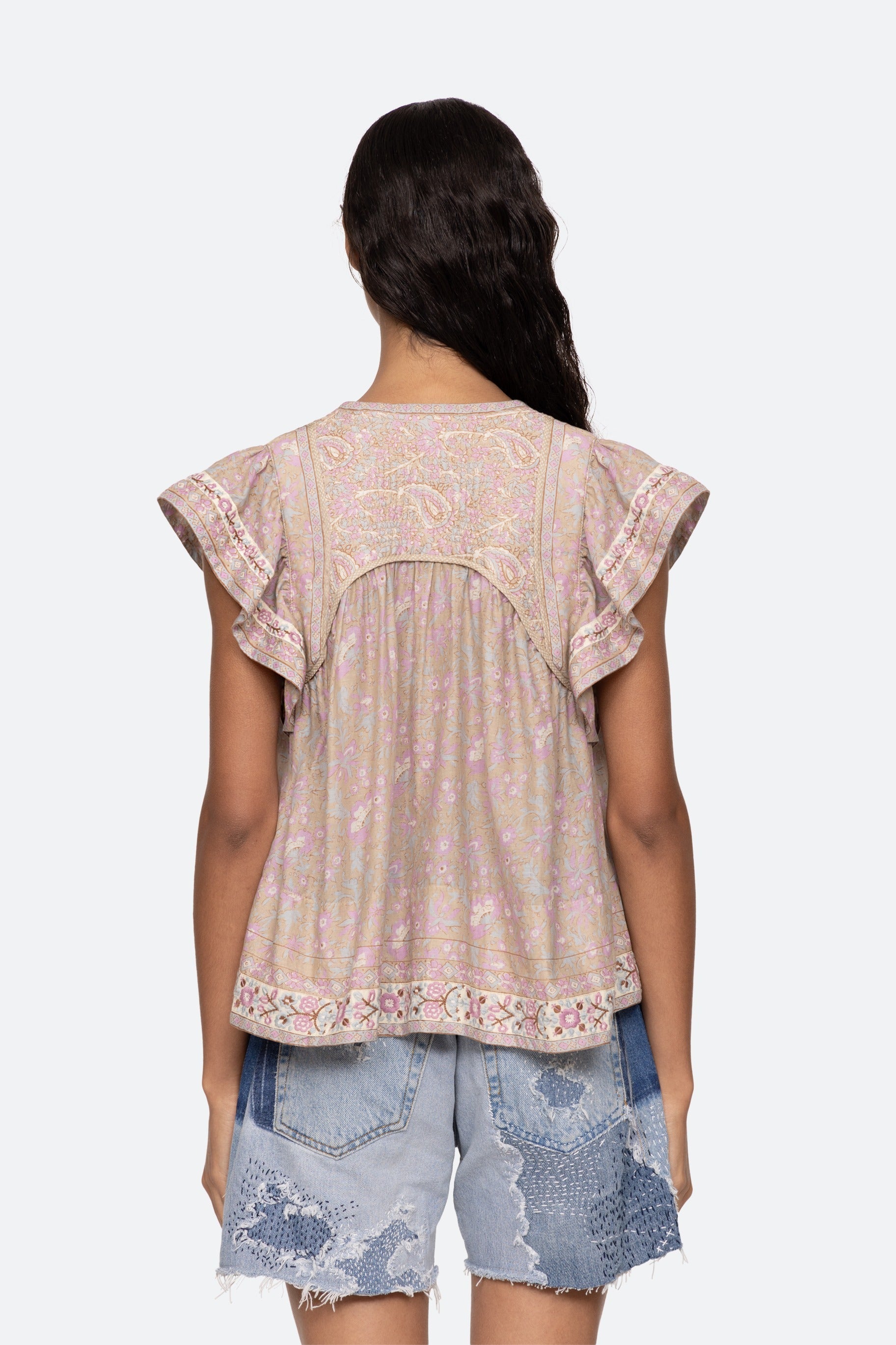 Sea NY Gisela Print Flutter Sleeve Top