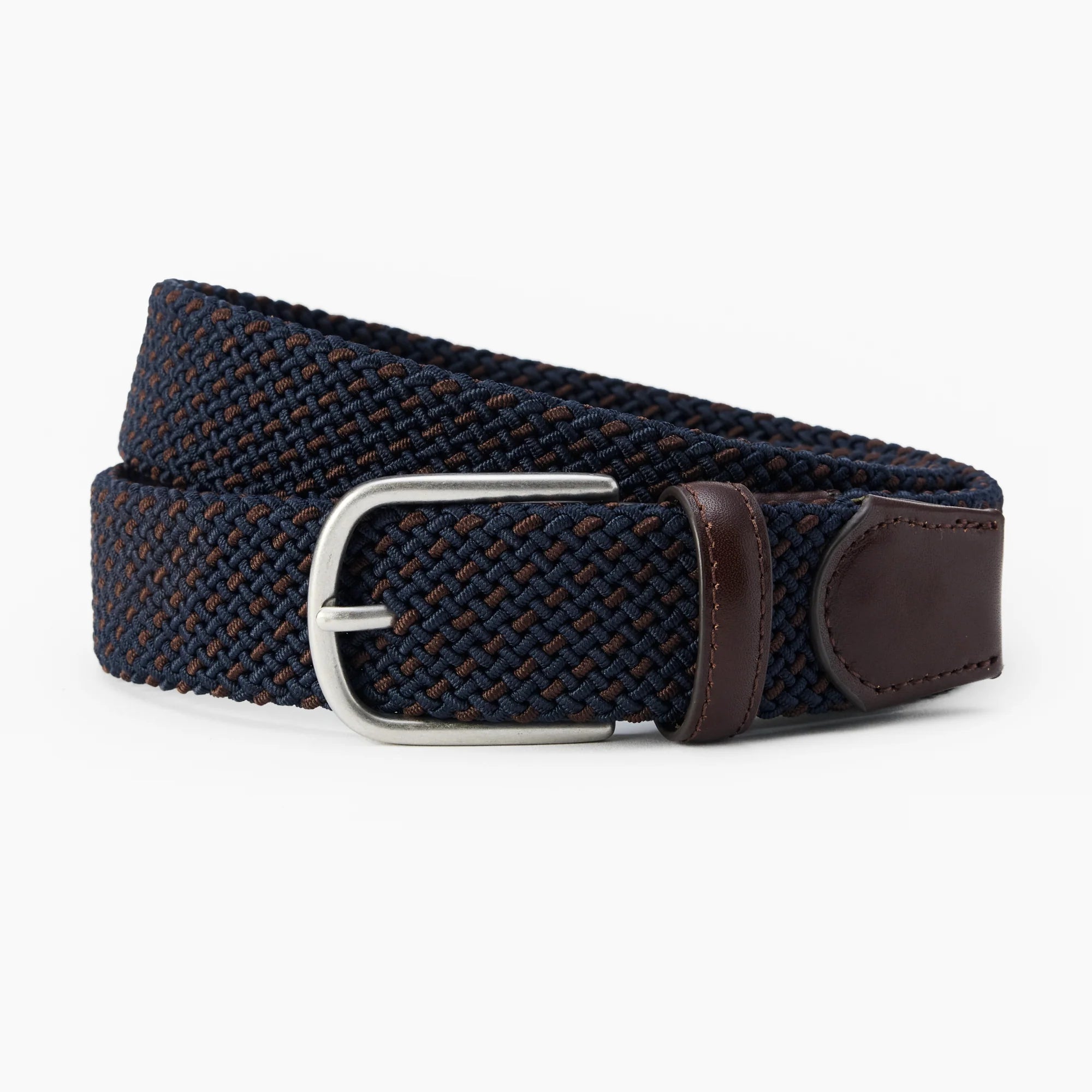 BRAIDED BELT NAVY/DK BROWN