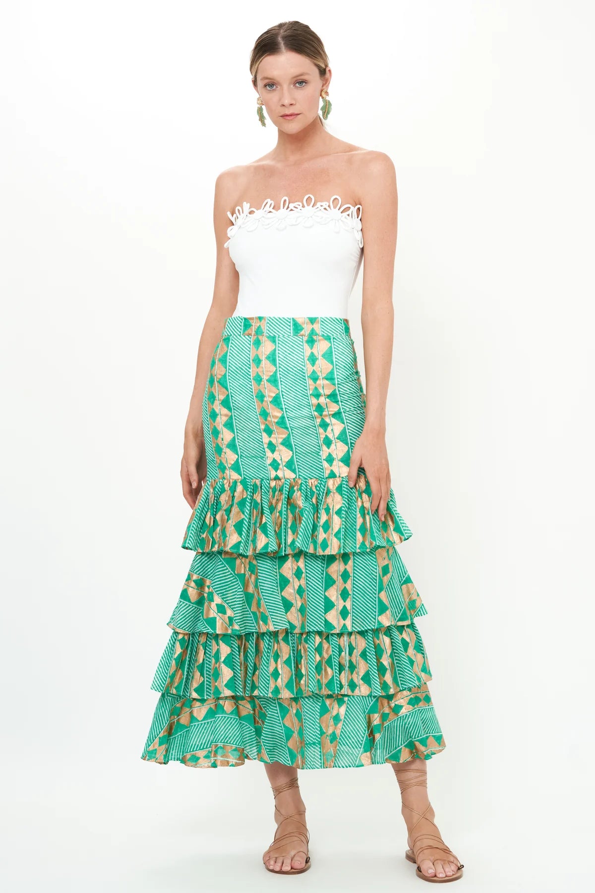 OLIPHANT RUFFLE MAXI SKIRT ASCOT TEAL