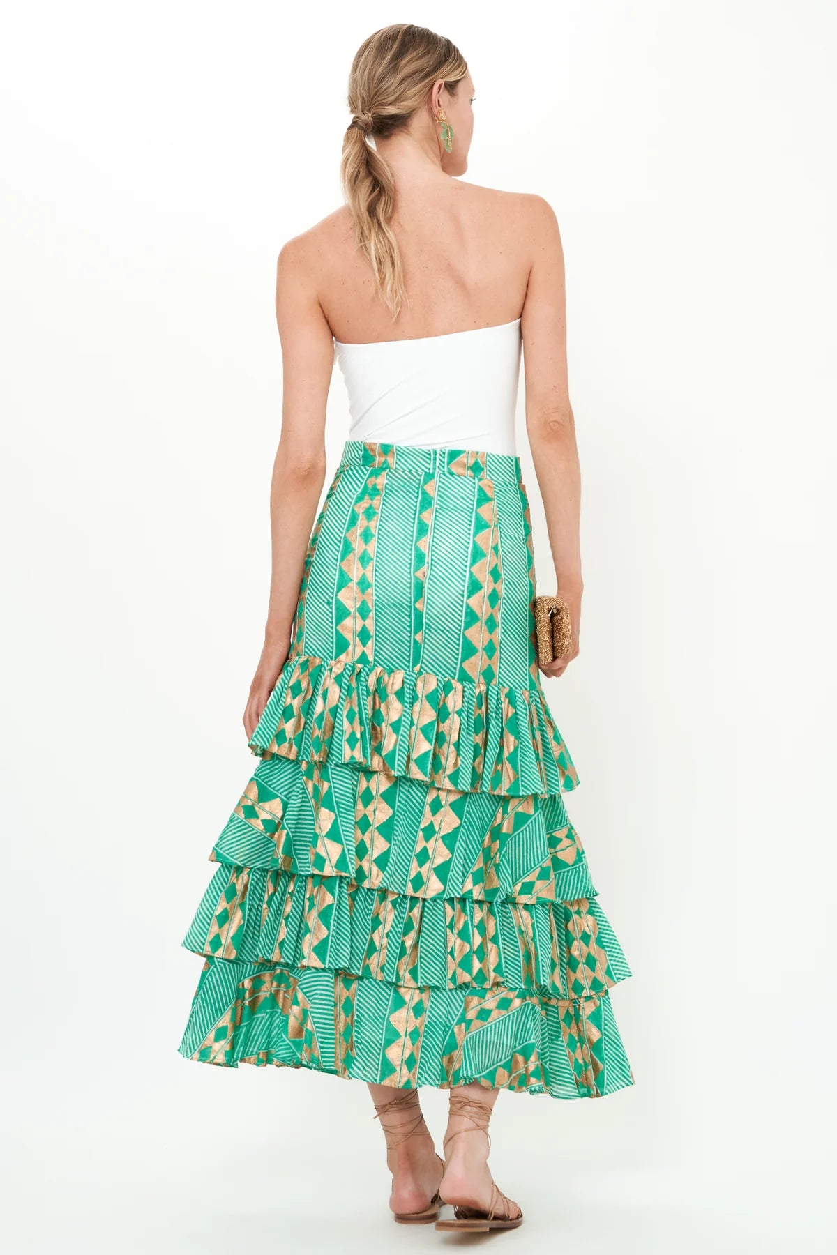 OLIPHANT RUFFLE MAXI SKIRT ASCOT TEAL