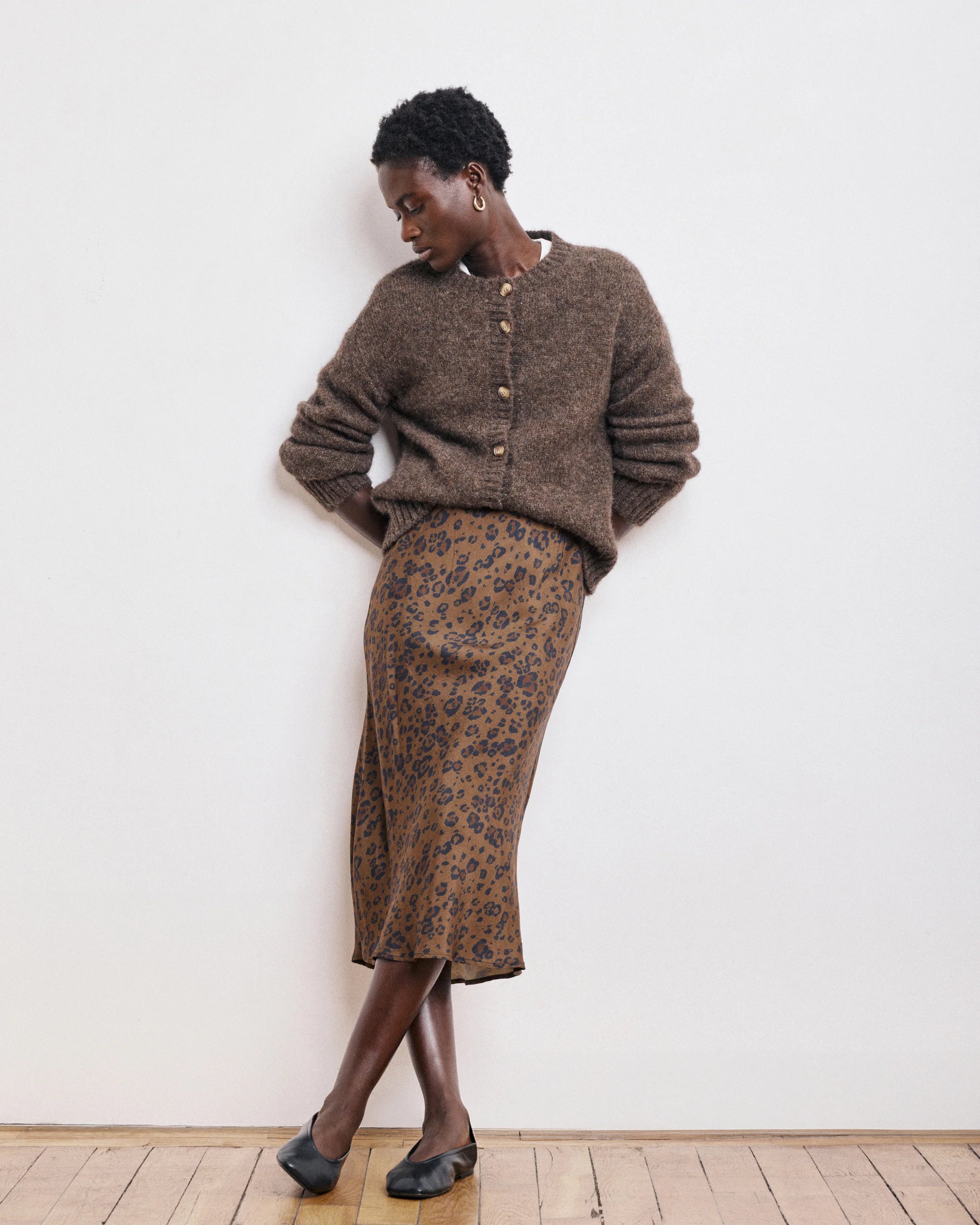 HARTFORD JIMO WOVEN SKIRT BROWN PANTHER