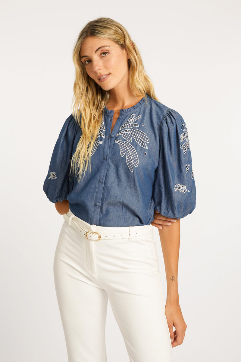 CABALLERO VEIRA PALM CHAMBRAY TOP