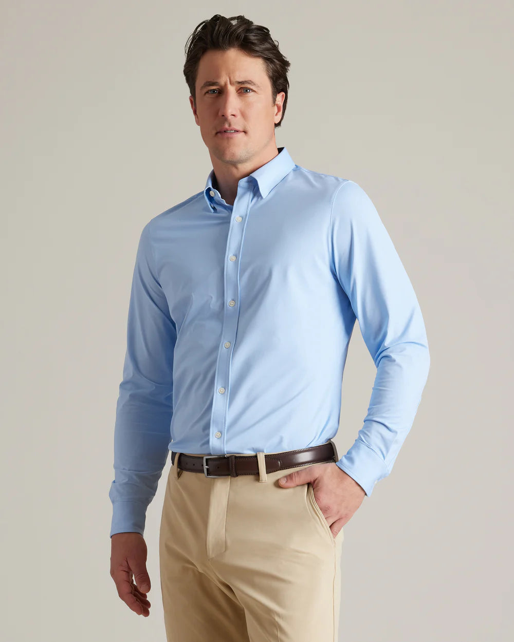 RHONE COMMUTER SHIRT SLIM BLUE MINI WINDOWPANE