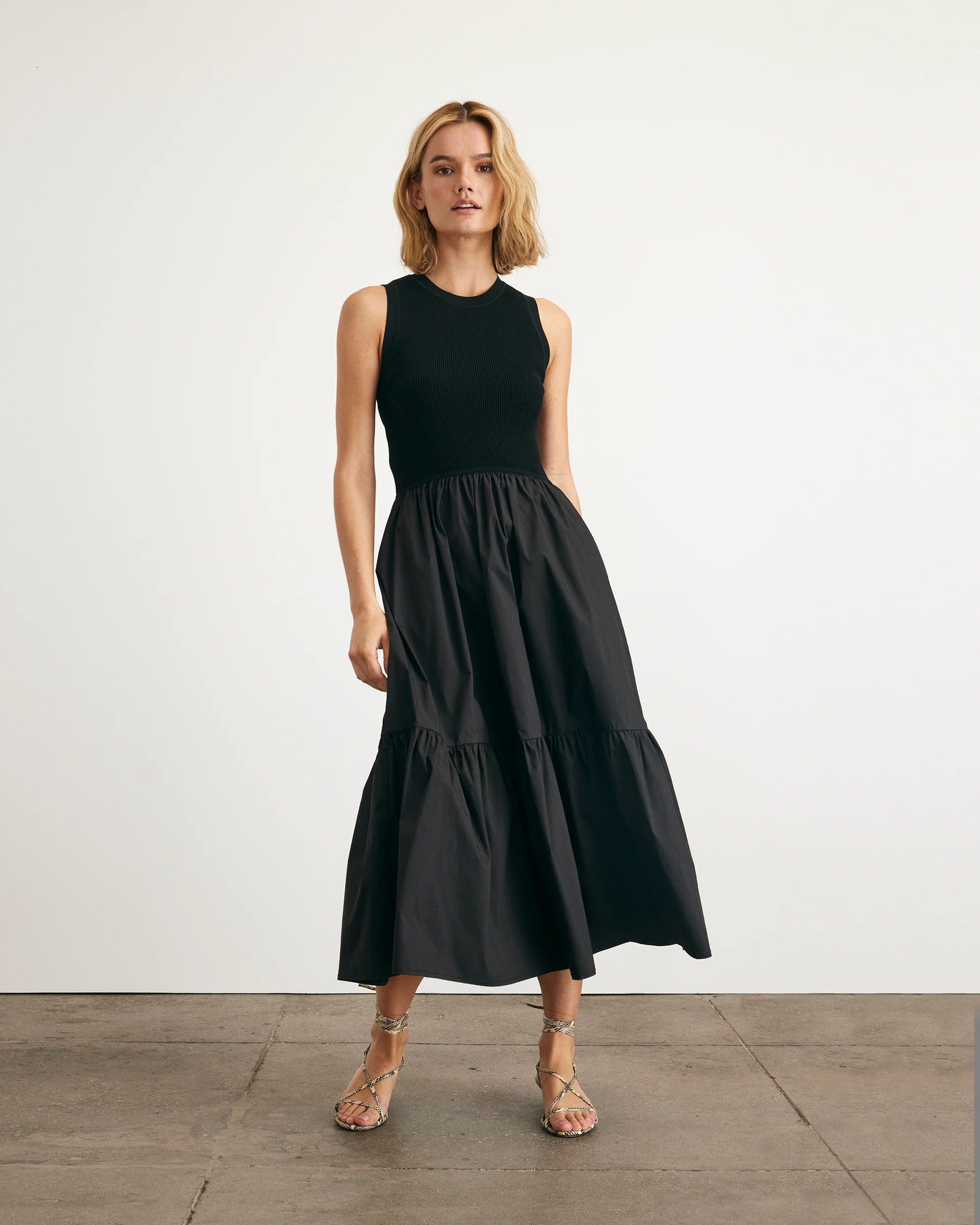 TANYA TAYLOR JOSEPHINA CREW NECK DRESS Black / XS TANYA TAYLOR JOSEPHINA CREW NECK DRESS Black / XS