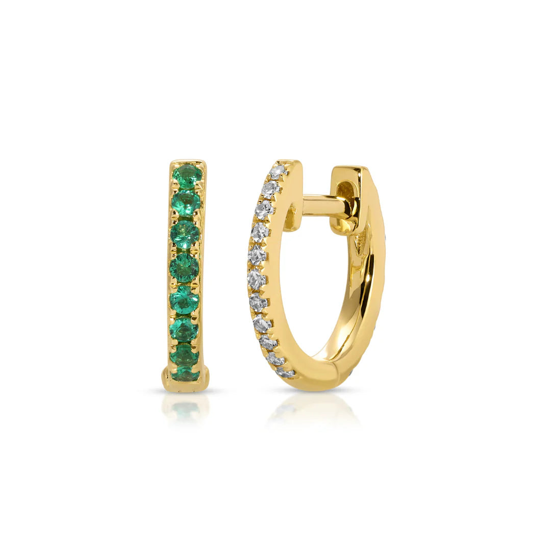SINGLE REVERSIBLE DIAMOND & EMERALD MINI HUGGIE EF-62016S