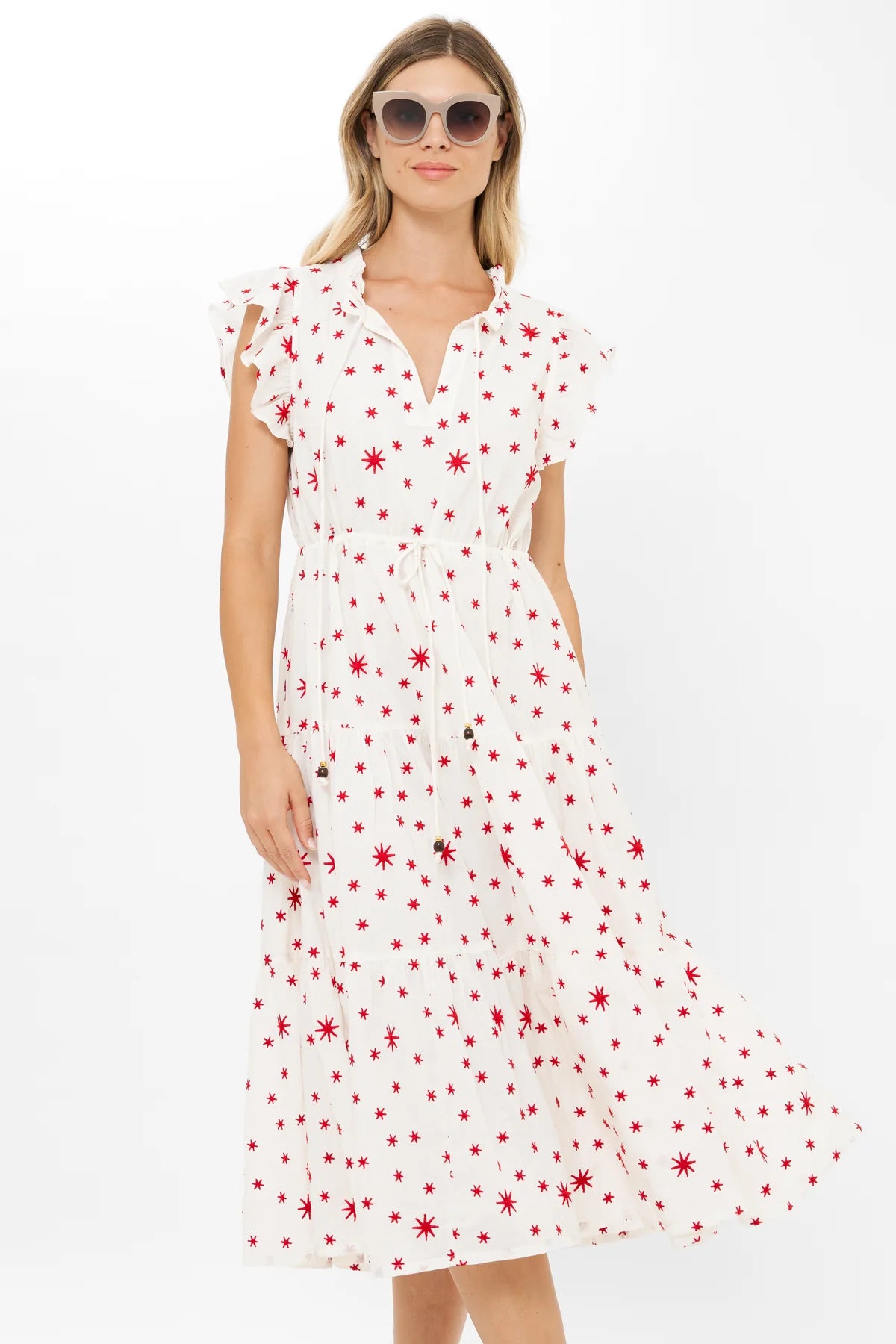 oliphant midi dress OLIPHANT CINCHED FLIRTY MIDI ELLSWORTH RED