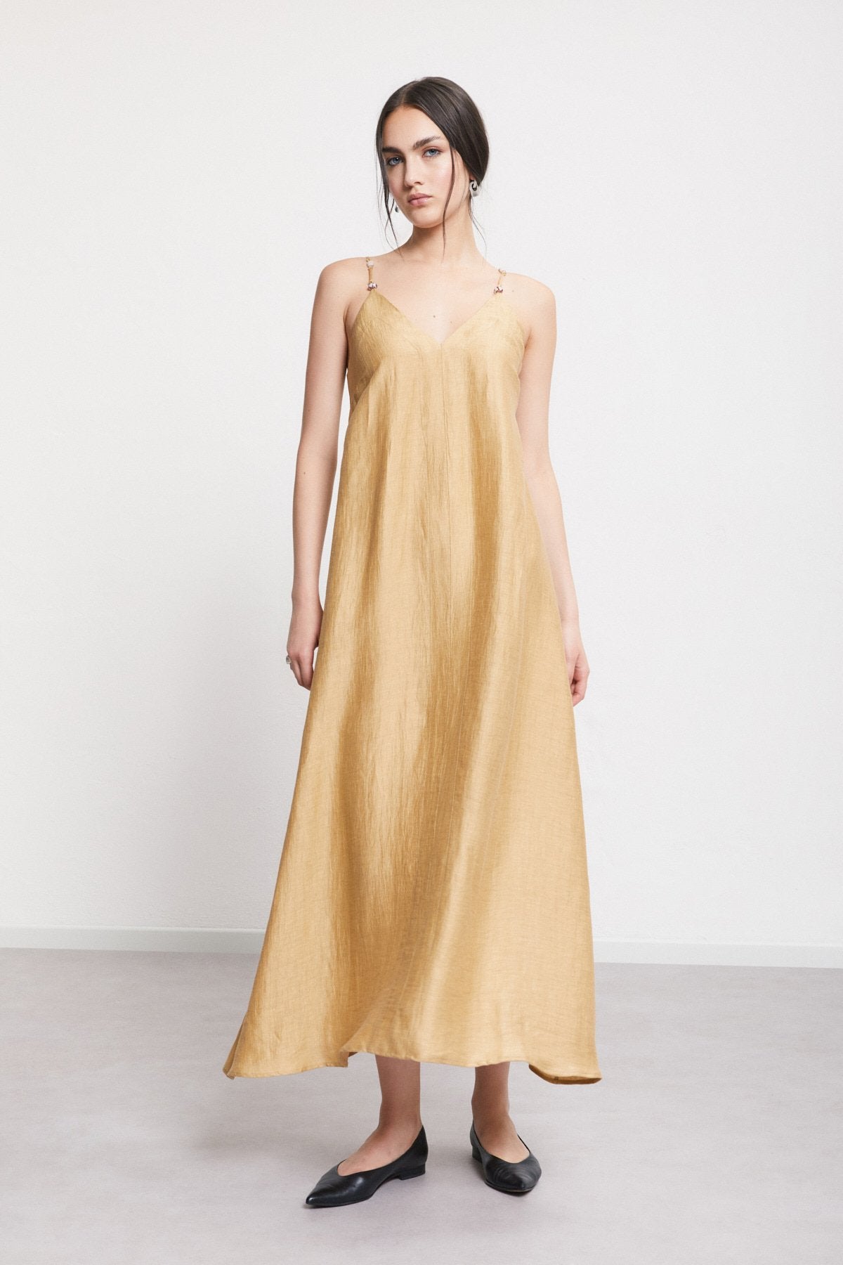 SATIN LINEN LONG DRESS