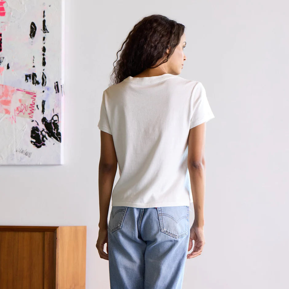 KERRI ROSENTHAL SUKE TEE CONTRAST IMPERFECT HEART WHITE