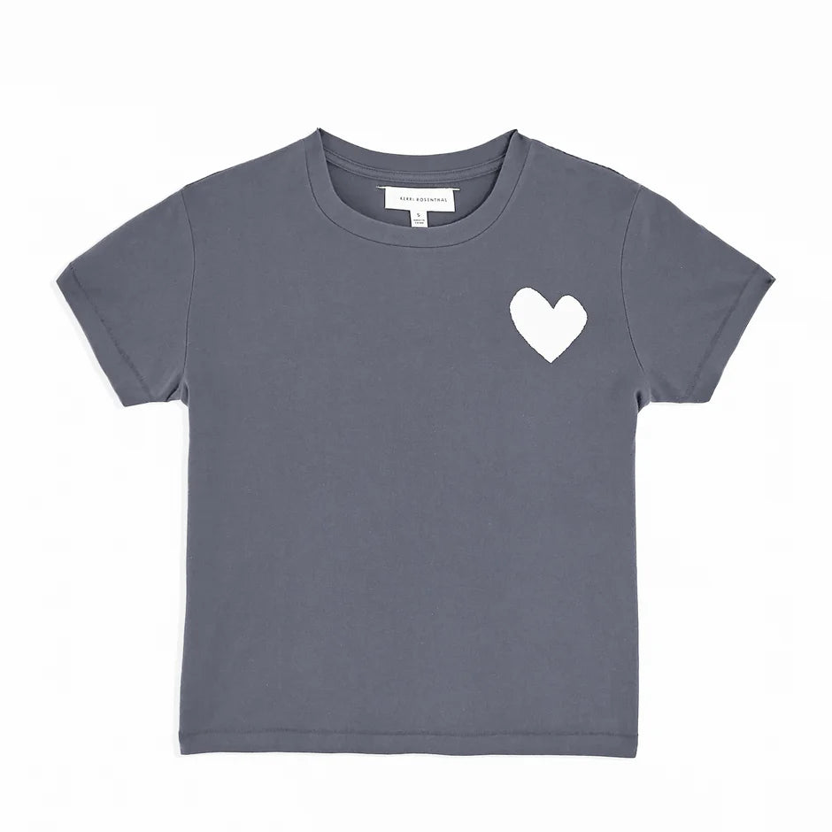 KERRI ROSENTHAL SUKE TEE CONTRAST IMPERFECT HEART FADED CARBON