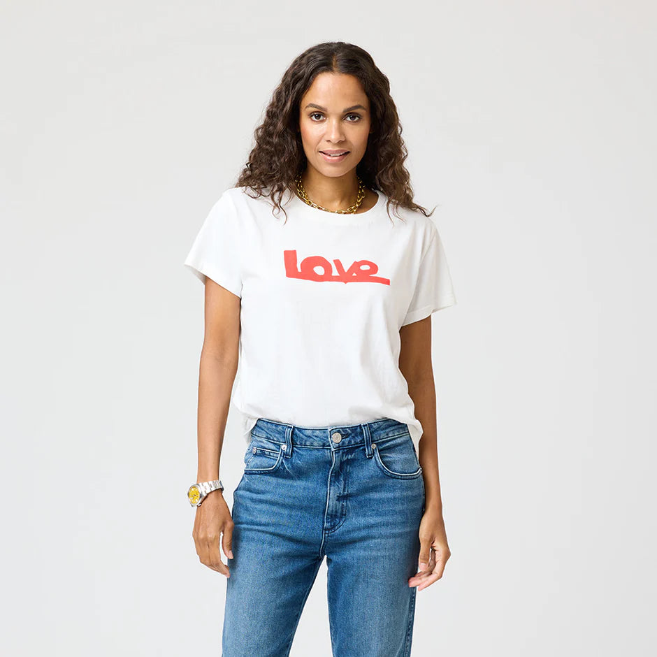 KERRI ROSENTHAL SUKE LOVE LINES TEE WHITE