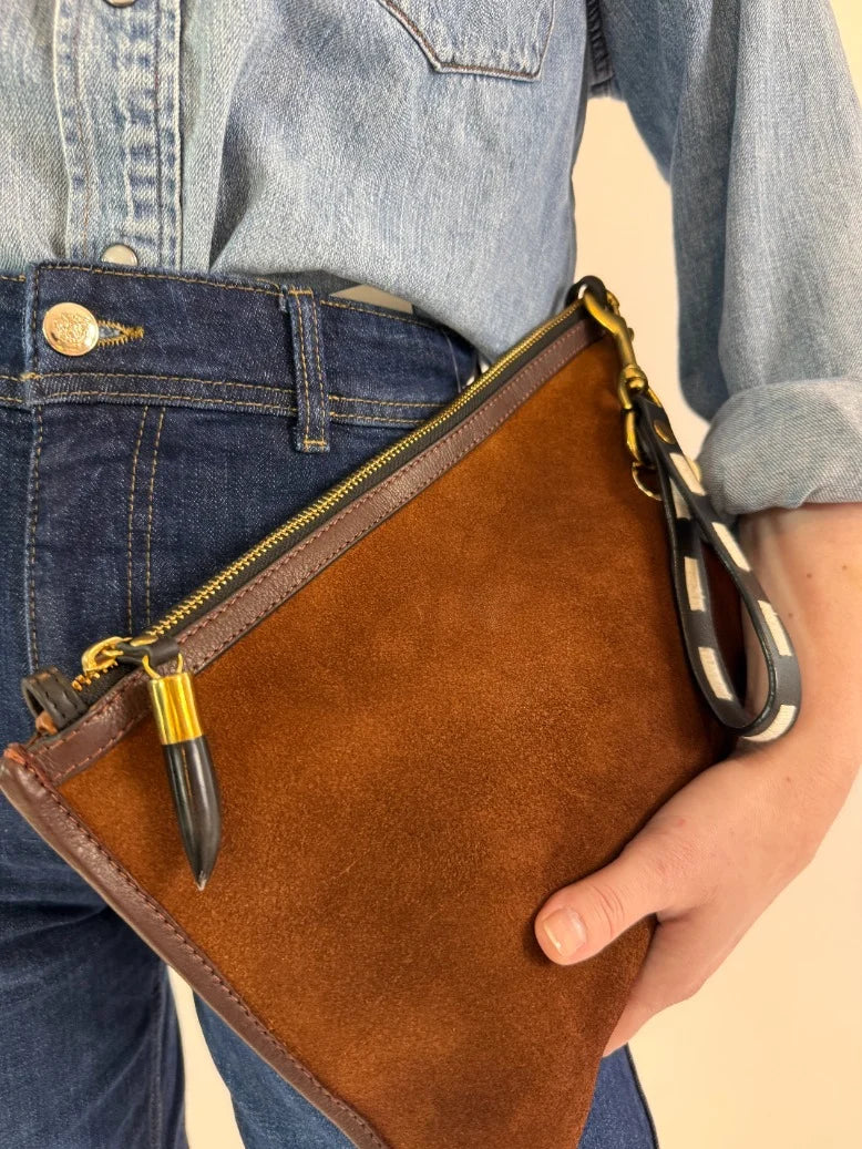 MABEL CLUTCH - BRONZE SUEDE