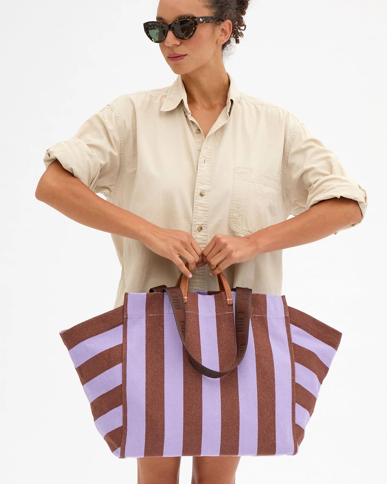 LA CÔTE TOTE - JACARDA HAZELNUT STRIPE