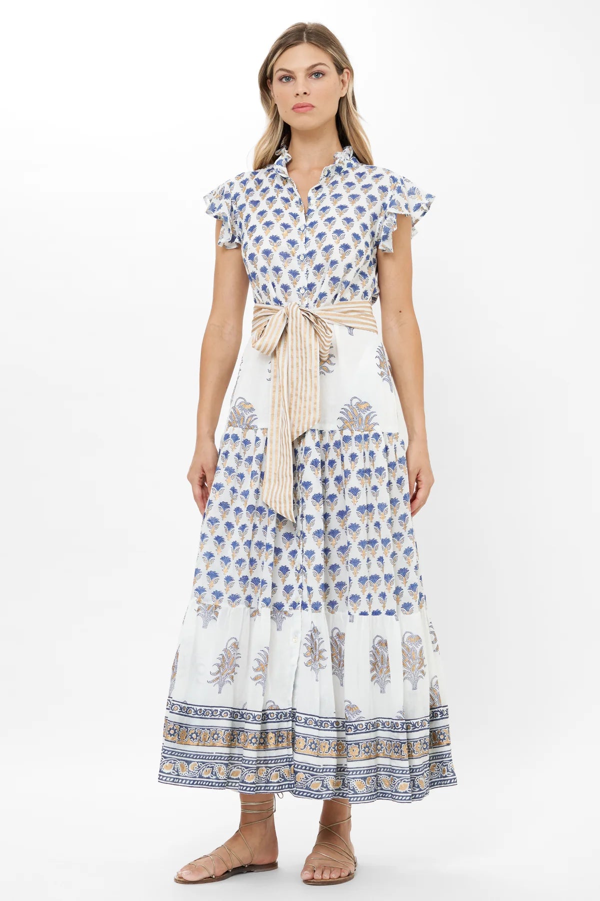 RUFFLE COLLAR BUTTON MAXI