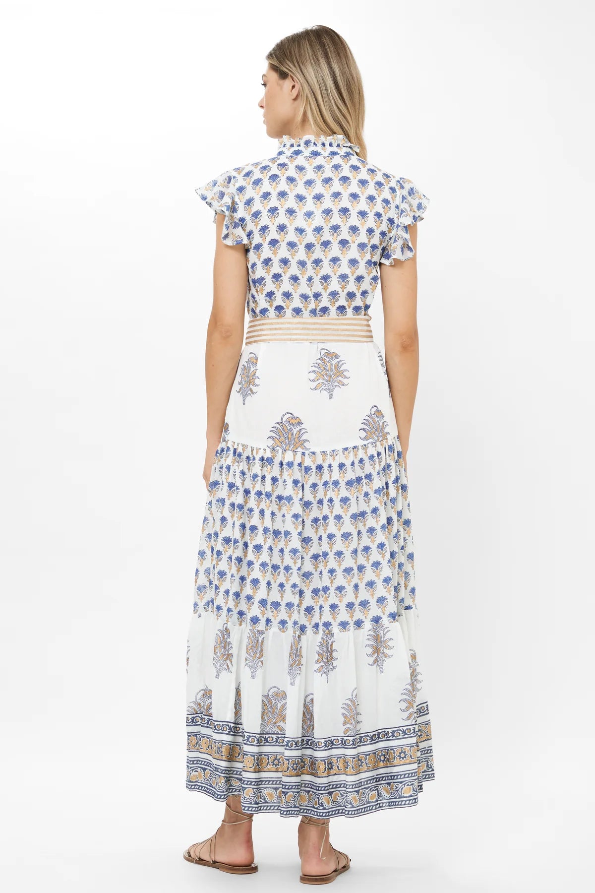 RUFFLE COLLAR BUTTON MAXI
