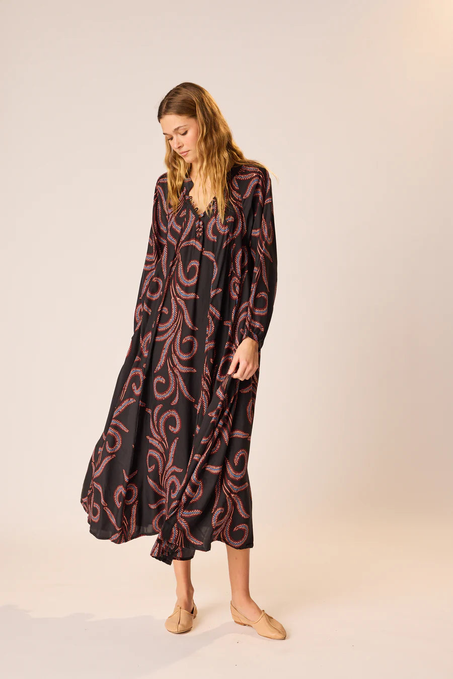 Natalie Martin Fiore Maxi with Feather Black Feather Black / Xs Natalie Martin Fiore Maxi with Feather Black Feather Black / Xs