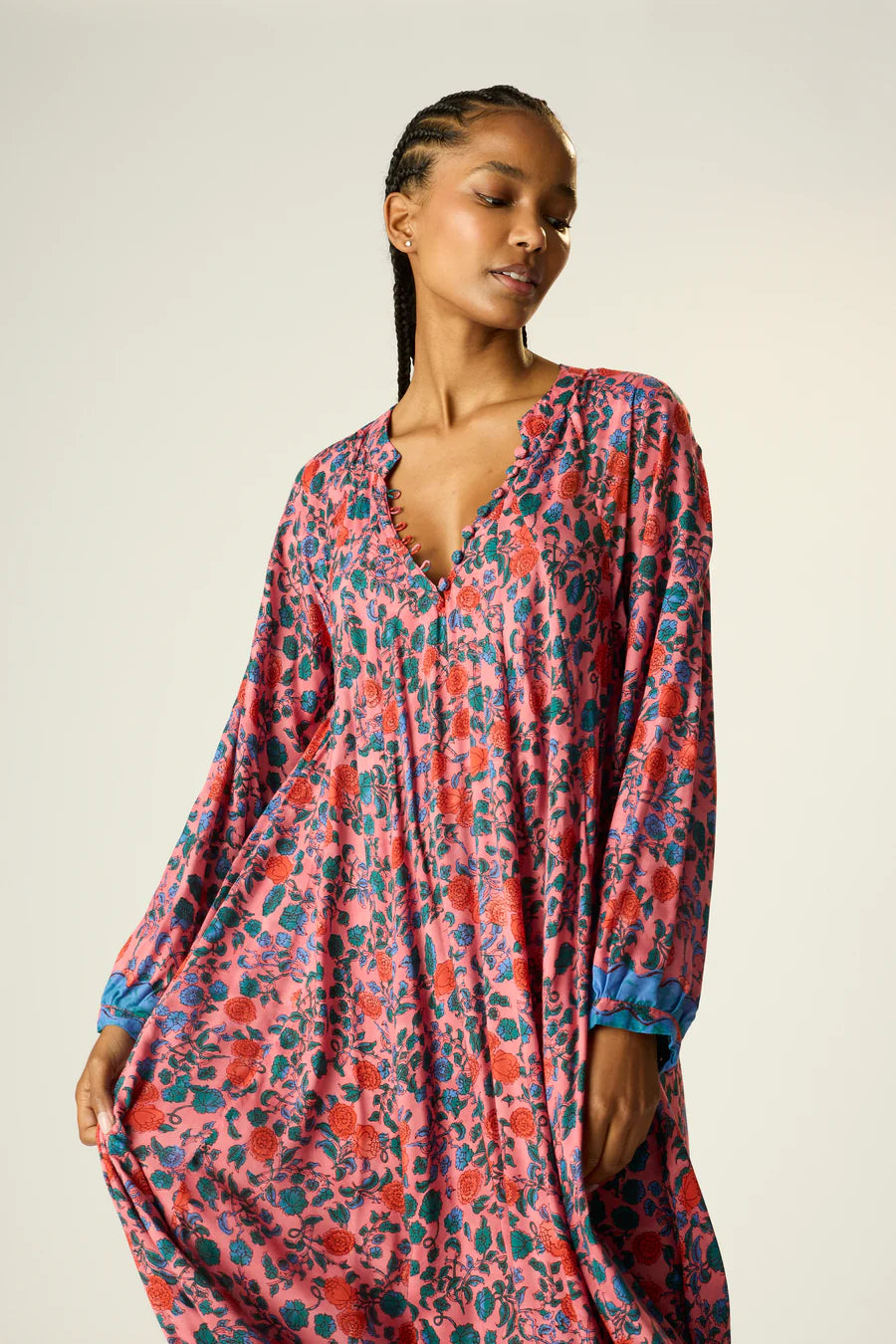 NATALIE MARTIN FIORE MAXI WITH SASH ROSE BANDANA
