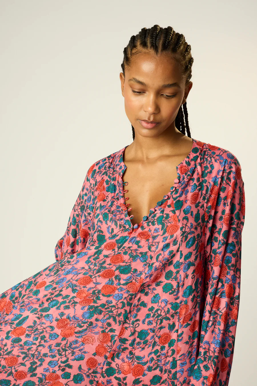 NATALIE MARTIN FIORE MAXI WITH SASH ROSE BANDANA