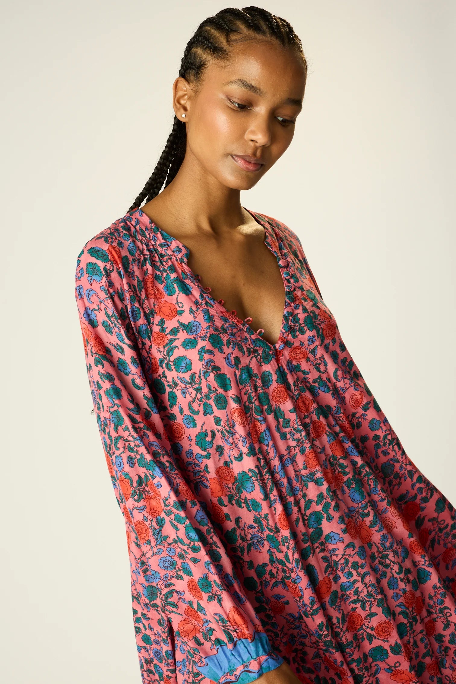 NATALIE MARTIN FIORE MAXI WITH SASH ROSE BANDANA