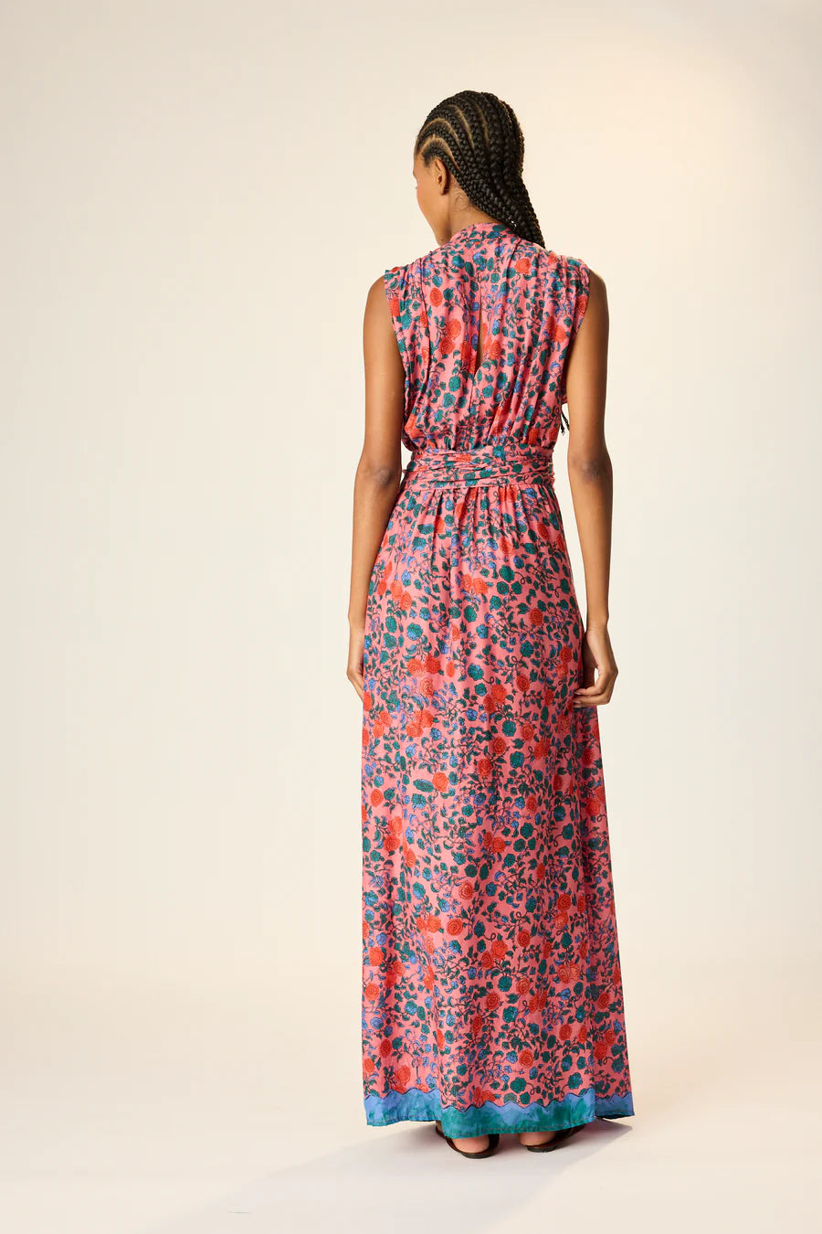 NATALIE MARTIN NICO SLEEVELESS MAXI WITH SASH ROSE BANDANA