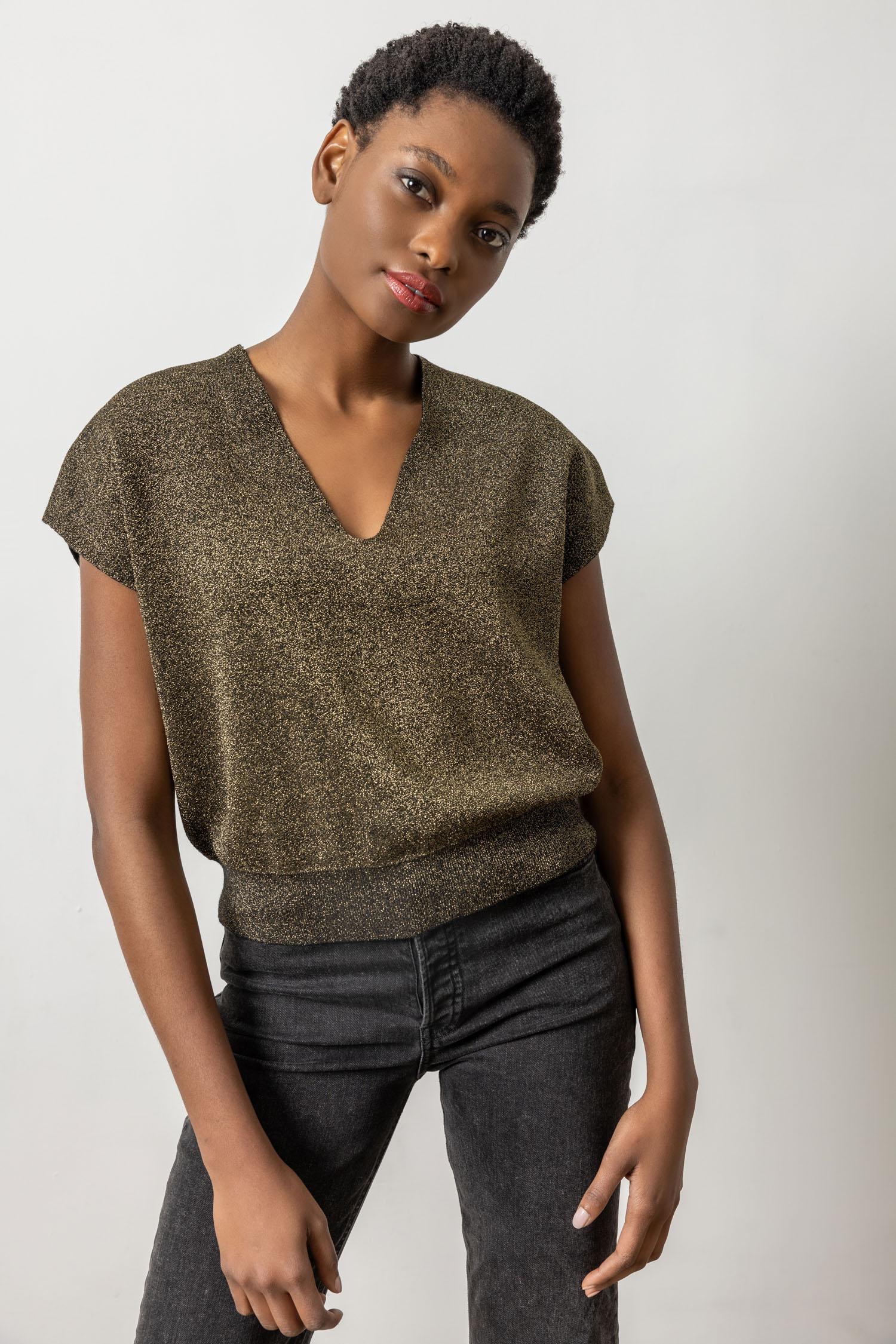 lilla p METALLIC VNECK sweater