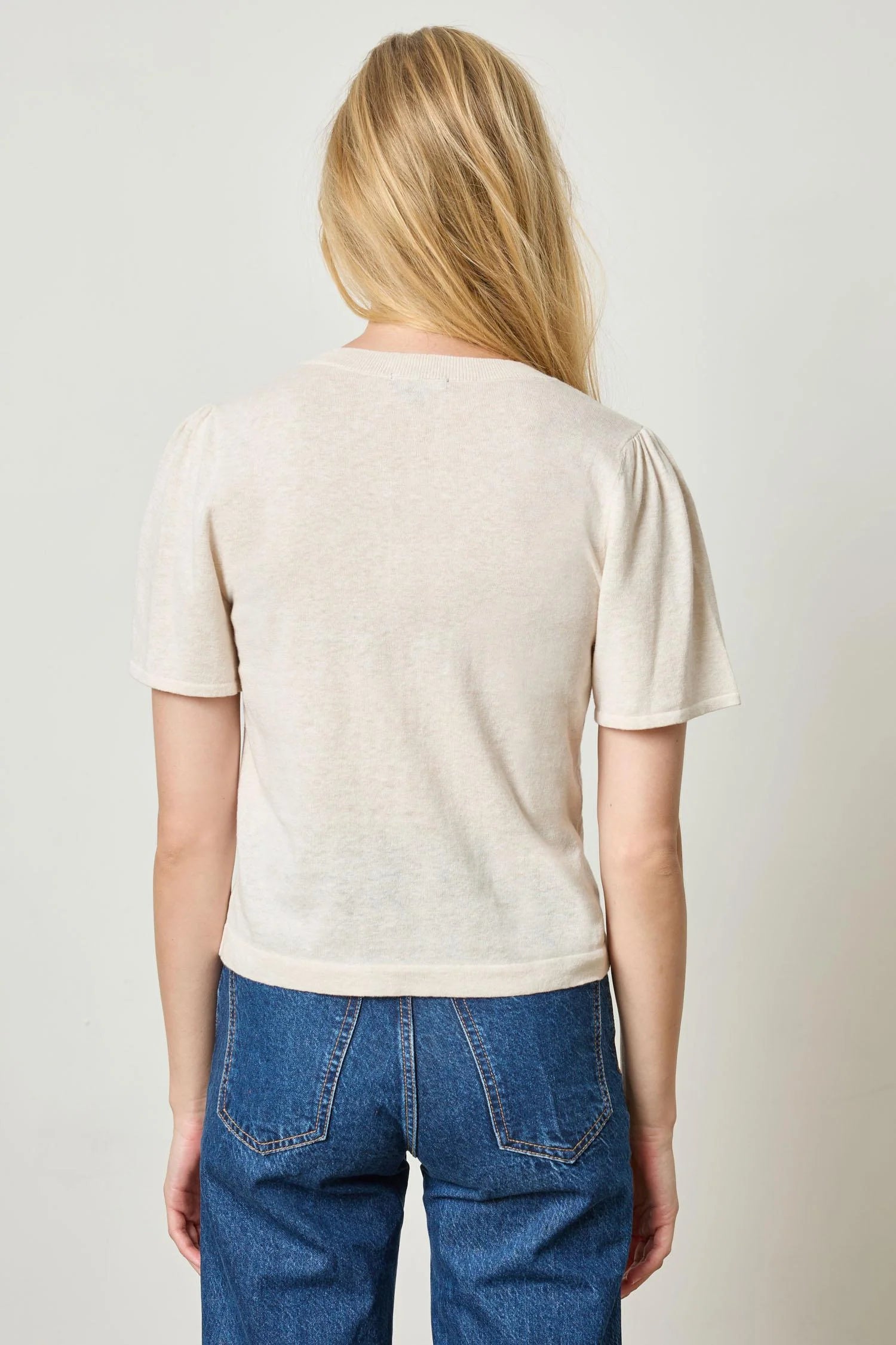 lilla p SHORT SLEEVE V-NECK SWEATER