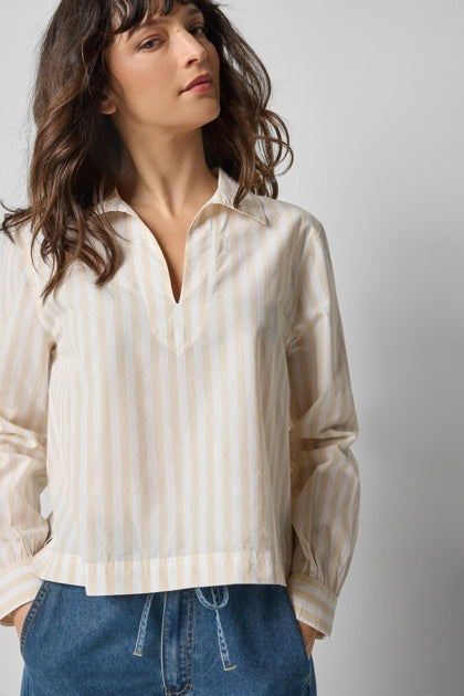 SPLIT NECK COLLARED SHIRT
