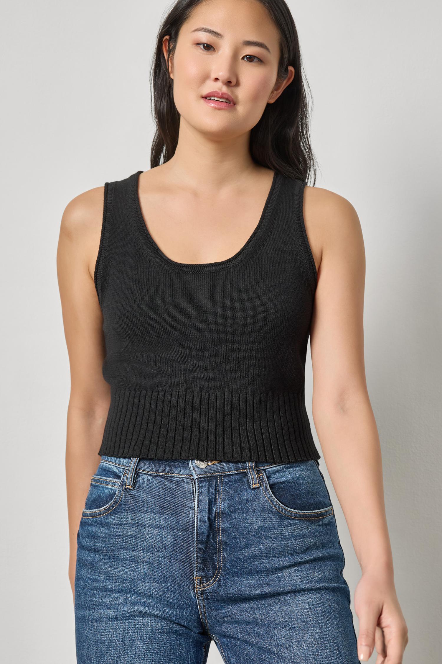 CROPPED SCOOP TANK SWEATER