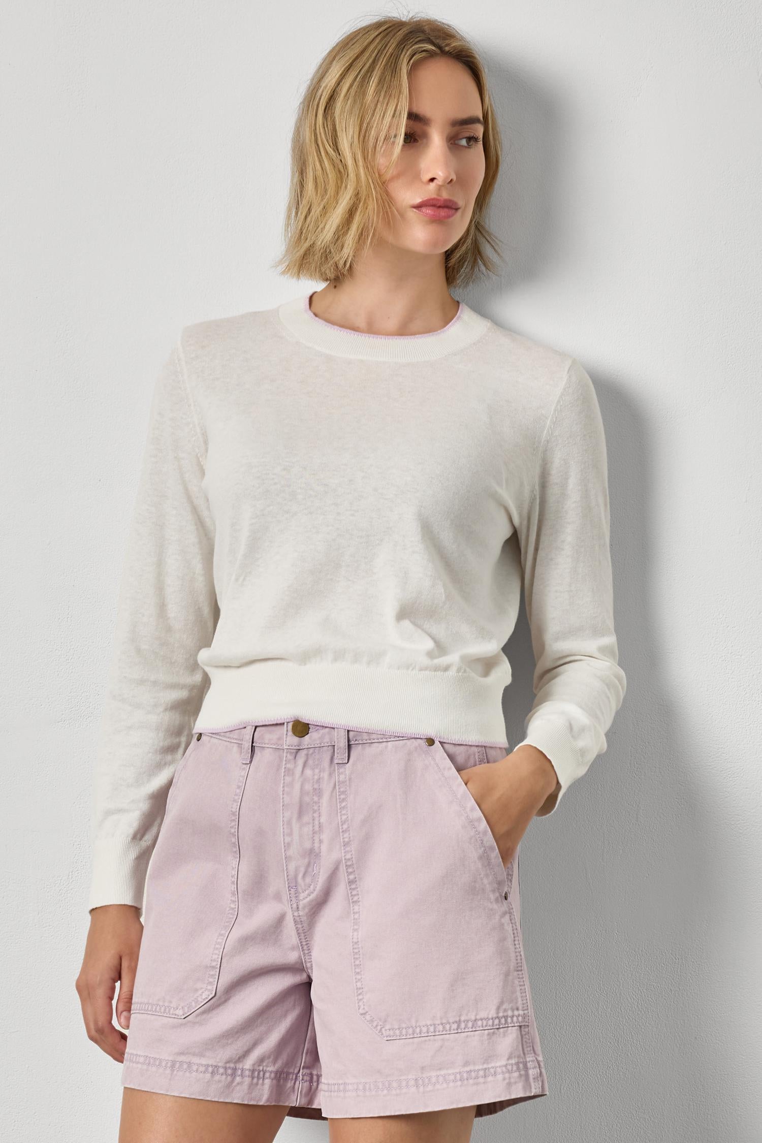 PICOT EDGE CREWNECK