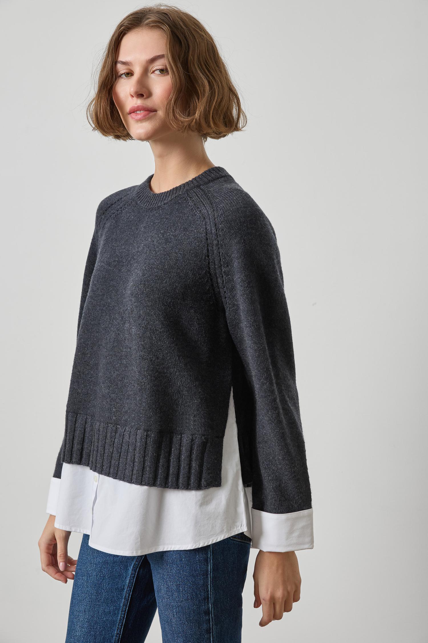 MIXED MEDIA CREW SWEATER
