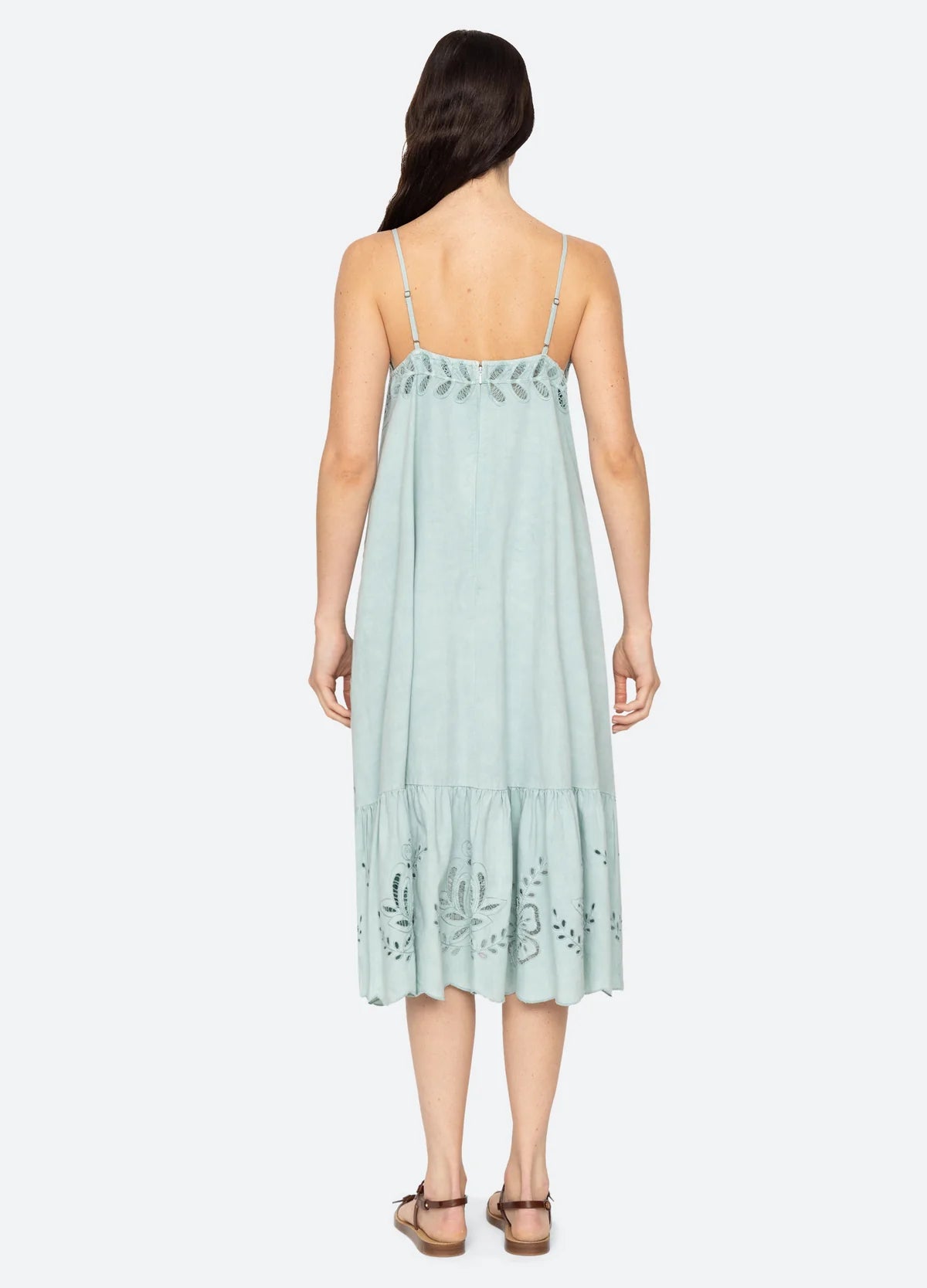 SEA NY IYLA SOUTACHE SLIP MIDI DRESS