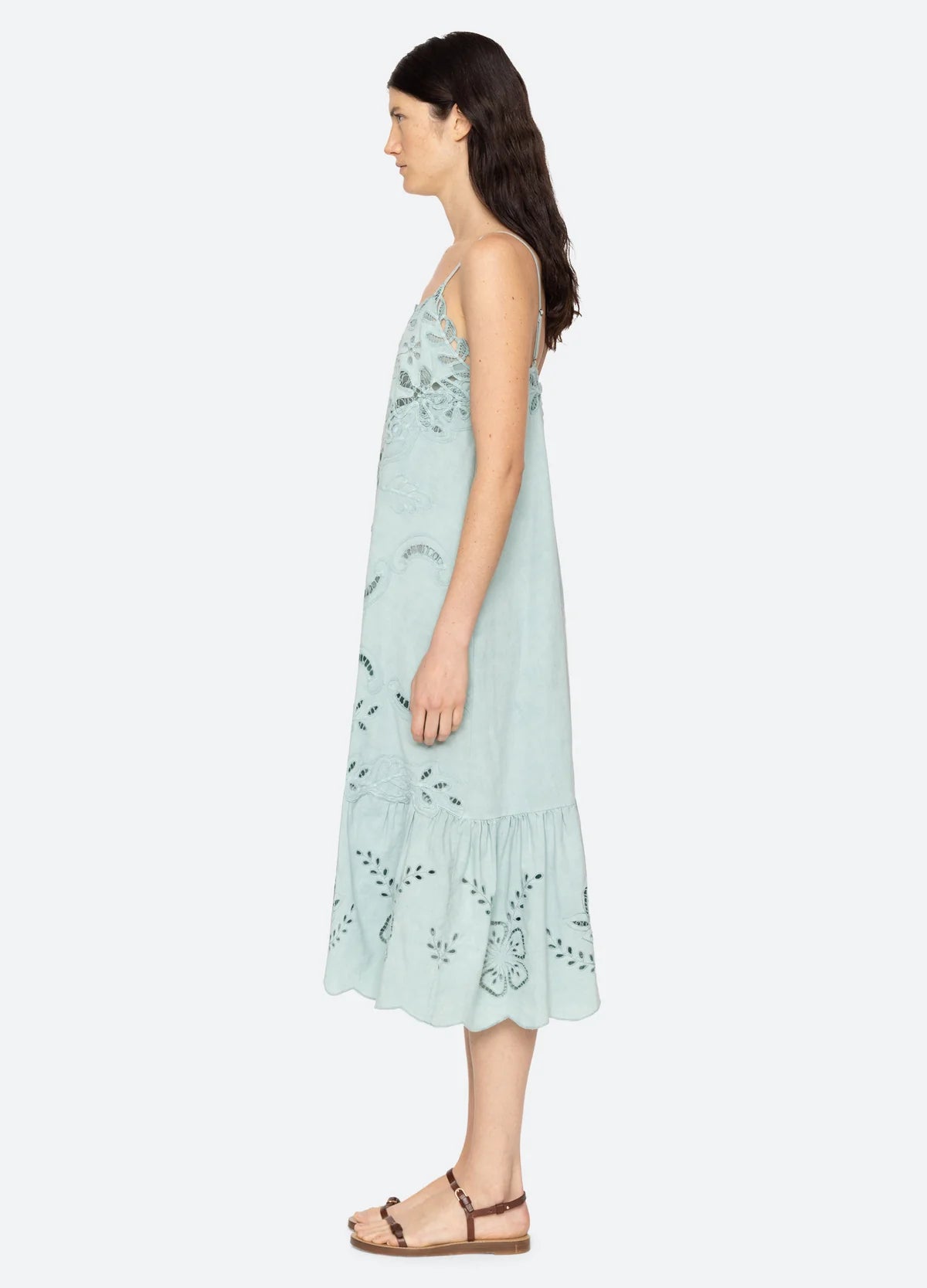 SEA NY IYLA SOUTACHE SLIP MIDI DRESS