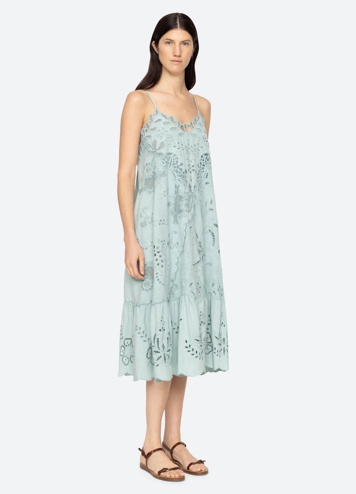 SEA NY IYLA SOUTACHE SLIP MIDI DRESS