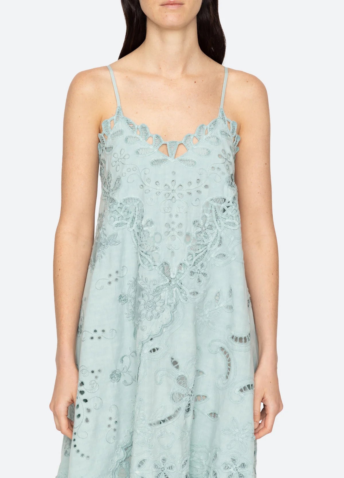 SEA NY IYLA SOUTACHE SLIP MIDI DRESS