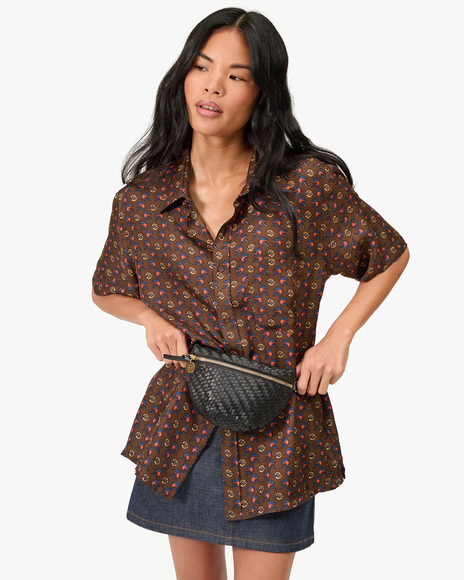 PETITE FANNY - BLACK WOVEN ZIG ZAG