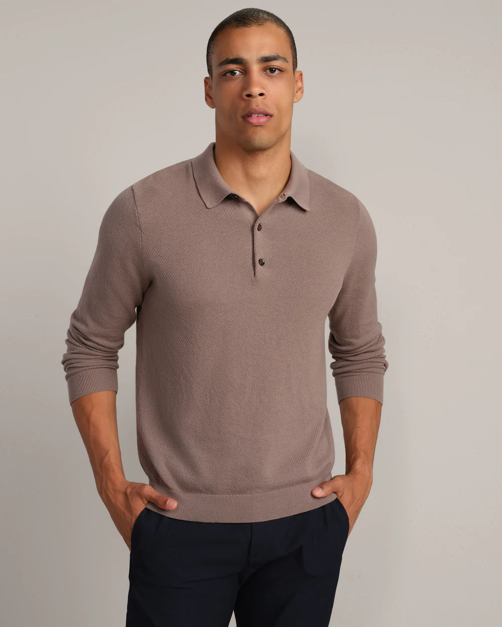 RHONE RESOLVE PIQUE LONG SLEEVE SWEATER POLO