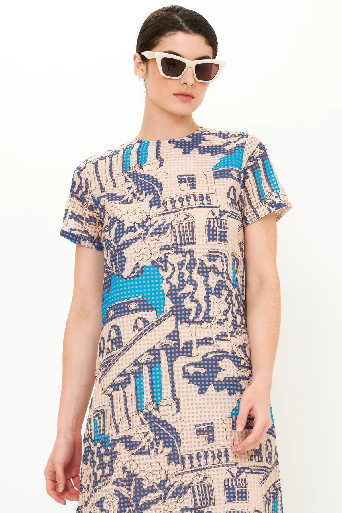 OLIPHANT SHORT SLEEVE SHIFT MAXI ROMA BLUE