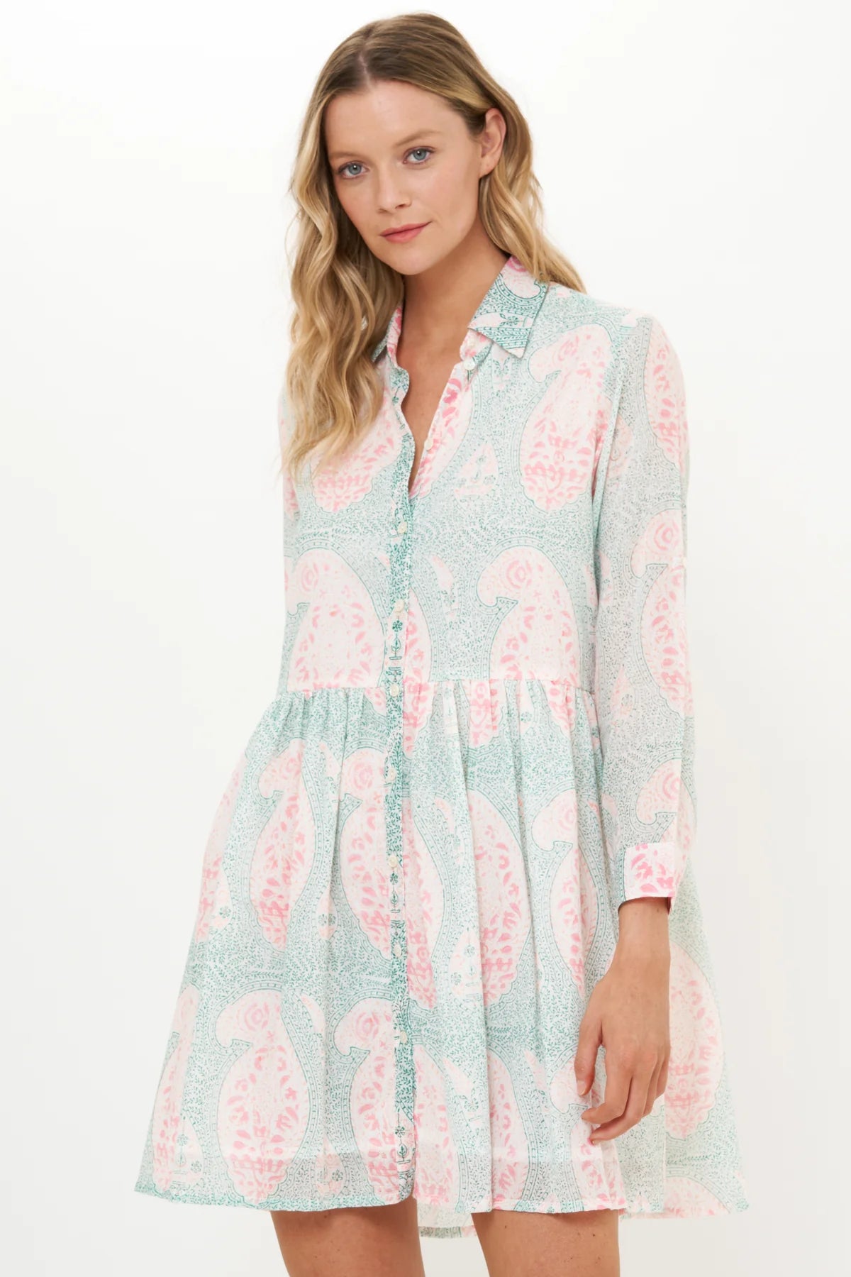 OLIPHANT LONG SLEEVE SHIRT DRESS MINI SAMODE GREEN