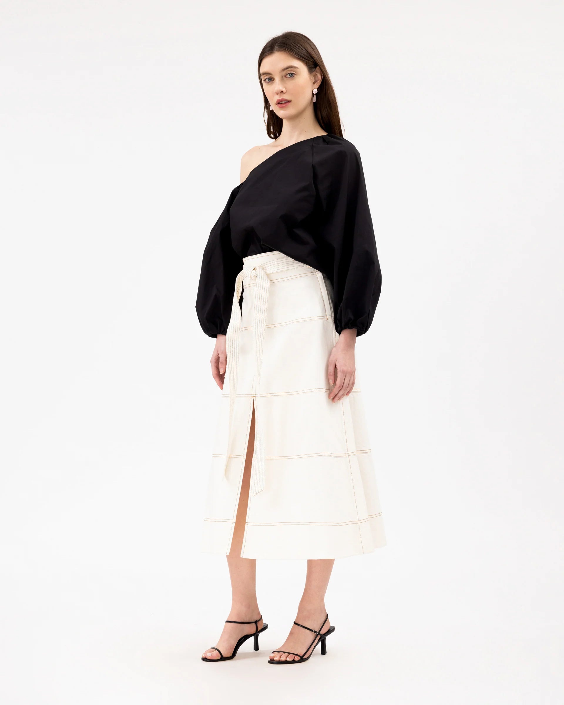 TANYA TAYLOR HUDSON DENIM SKIRT